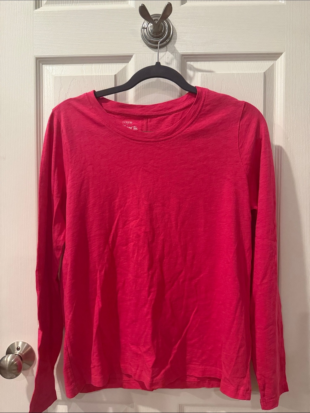 J. Crew Long Sleeve Crewneck Top in Bright Pink